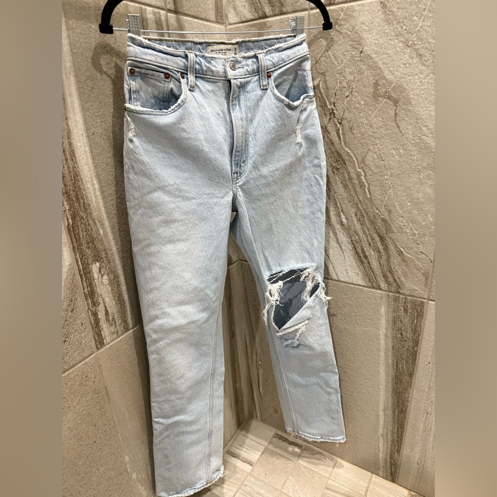Abercrombie & Fitch Light Blue Distressed Jeans | 26 | 90s Straight Ultra HR 26